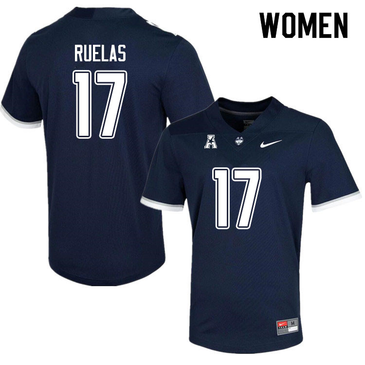 Women #17 Noe Ruelas Uconn Huskies College Football Jerseys Sale-Navy - Click Image to Close